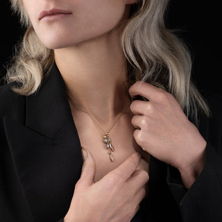 9ct Multi Tone Three Colour Gold Droplet Necklace