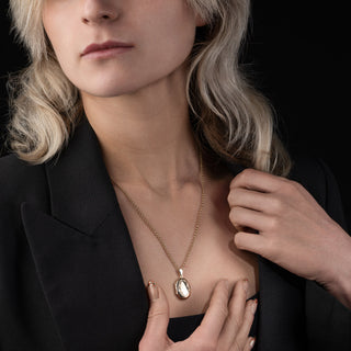 Vintage 9ct Yellow Gold Photo Locket Necklace On Belcher Chain