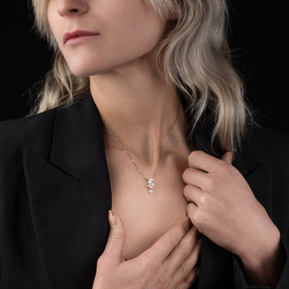 9ct White Gold Diamond And Pearl Pendant Necklace