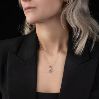 9ct White Gold Diamond And Sapphire Pendant Necklace