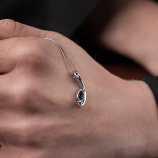 9ct White Gold Diamond And Sapphire Pendant Necklace