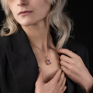 9ct Rose Gold Faceted Amethyst Pendant Necklace