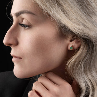 18ct Yellow Gold 1.5ct Emerald And Diamond Stud Earrings