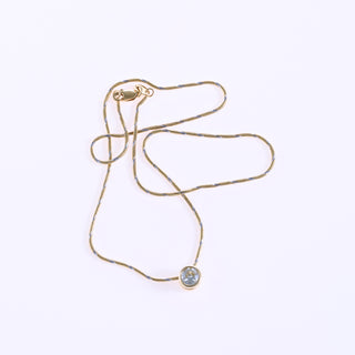 18ct Yellow Gold 0.75ct Old Cut Diamond Rub Over Pendant Two Tone Snake Chain Necklace
