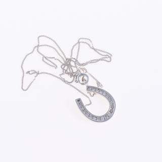 9ct White Gold Diamond Set Lucky Horseshoe Necklace