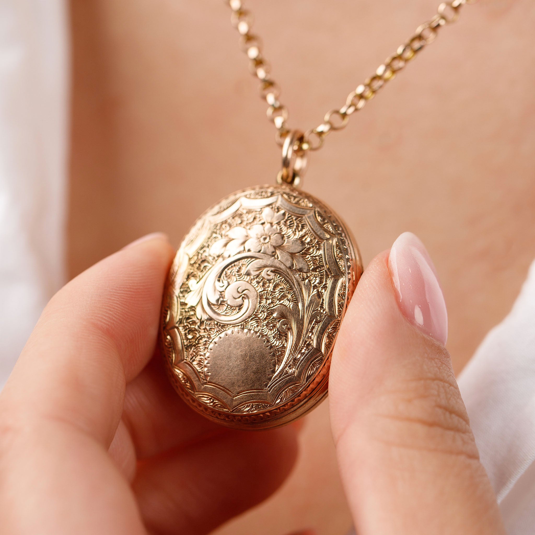 Handmade 18K Rose Gold Filled Padlock Necklace With Antique Belcher Chain - 50cm