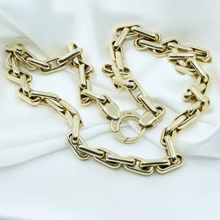 Vintage 1980s 9ct Yellow Gold Hardware Link Necklace – 19½ Inch – 43.9g