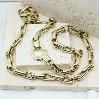 Vintage 1980s 9ct Yellow Gold Hardware Link Necklace – 19½ Inch – 43.9g