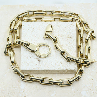 Vintage 1980s 9ct Yellow Gold Hardware Link Necklace – 19½ Inch – 43.9g