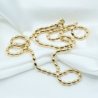 9ct Yellow Gold Polished Bead-Link Chain Necklace – 22 Inch – 16.3g