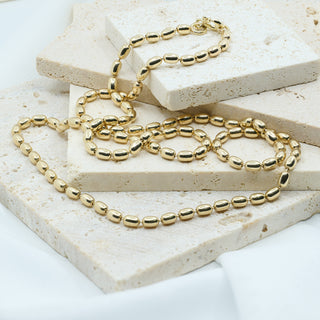 9ct Yellow Gold Polished Bead-Link Chain Necklace – 22 Inch – 16.3g