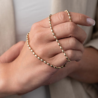 9ct Yellow Gold Polished Bead-Link Chain Necklace – 22 Inch – 16.3g