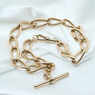 Antique 9ct Rose Gold Curb-Link Albert Watch Chain Necklace – 14 Inch – 27.3g