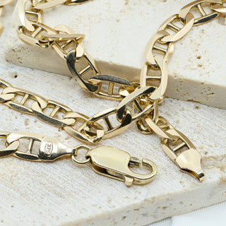 9ct Yellow Gold Solid Mariner Anchor Link Chain Necklace – 21 Inch – 19.6g