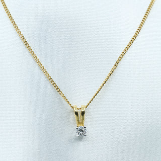 Dainty 18ct Yellow Gold 0.07ct Natural Diamond Solitaire Pendant Necklace – 15 Inch – 2g