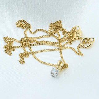 Dainty 18ct Yellow Gold 0.07ct Natural Diamond Solitaire Pendant Necklace – 15 Inch – 2g