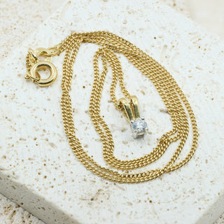 Dainty 18ct Yellow Gold 0.07ct Natural Diamond Solitaire Pendant Necklace – 15 Inch – 2g