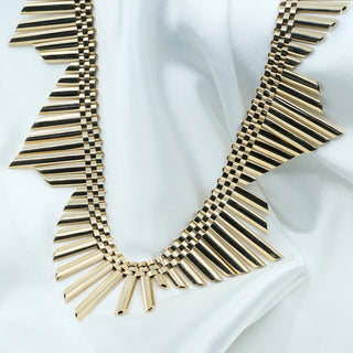 Vintage 1969 9ct Yellow Gold Handmade Fringe Collarette Necklace – 17 Inch – 78.2g