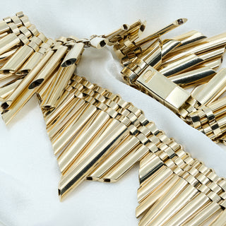 Vintage 1969 9ct Yellow Gold Handmade Fringe Collarette Necklace – 17 Inch – 78.2g