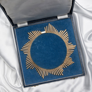 Vintage 1969 9ct Yellow Gold Handmade Fringe Collarette Necklace – 17 Inch – 78.2g