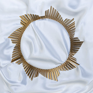Vintage 1969 9ct Yellow Gold Handmade Fringe Collarette Necklace – 17 Inch – 78.2g