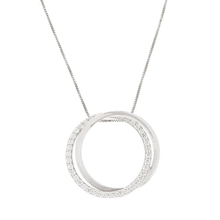 18ct White Gold 0.6ct Diamond Halo Pendant Necklace