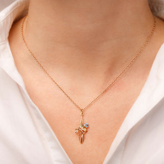 Edwardian 9ct Rose Gold Aquamarine Pendant Necklace On Belcher Link Chain