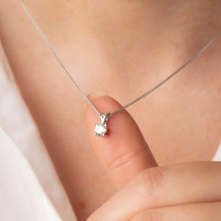 14ct White Gold 0.45ct Diamond Pendant Fox Link Necklace