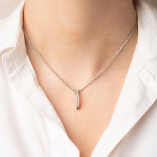 18ct White Gold Channel Set Princess Cut 0.5ct Diamond Pendant Spiga Necklace