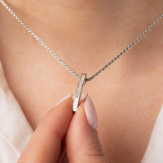 18ct White Gold Channel Set Princess Cut 0.5ct Diamond Pendant Spiga Necklace