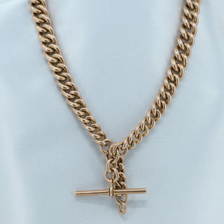 Antique 9ct Rose Gold Heavy Graduated Albert Chain – 100g – 42.5cm