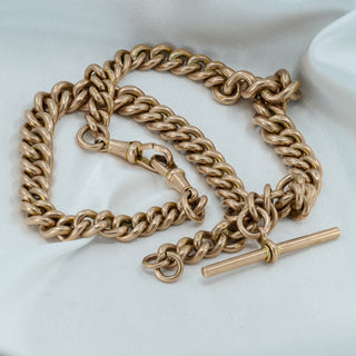 Antique 9ct Rose Gold Heavy Graduated Albert Chain – 100g – 42.5cm