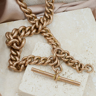 Antique 9ct Rose Gold Heavy Graduated Albert Chain – 100g – 42.5cm