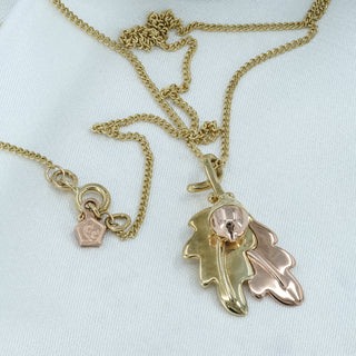Clogau 9ct Yellow & Rose Gold Acorn Pendant Necklace – 18”