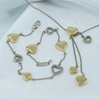 Tiffany & Co. 18ct Yellow & White Gold Triple Heart Necklace & Bracelet Set