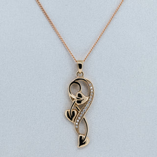 Clogau 18ct Yellow & Rose Gold Diamond Heart Pendant Necklace – Adjustable 18–22”