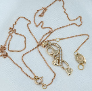 Clogau 18ct Yellow & Rose Gold Diamond Heart Pendant Necklace – Adjustable 18–22”