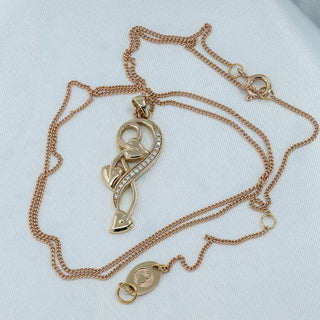 Clogau 18ct Yellow & Rose Gold Diamond Heart Pendant Necklace – Adjustable 18–22”