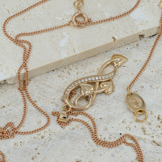 Clogau 18ct Yellow & Rose Gold Diamond Heart Pendant Necklace – Adjustable 18–22”