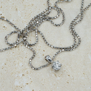 18ct White Gold Diamond Solitaire Pendant Necklace – 0.18ct – D/E VS1 – 16”