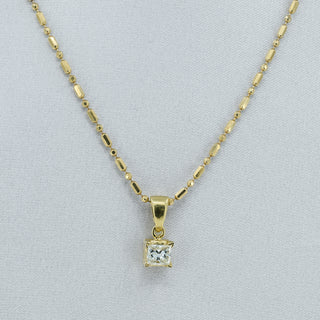 18ct Yellow Gold Princess Cut Diamond Solitaire Pendant Necklace – 0.45ct – 18”