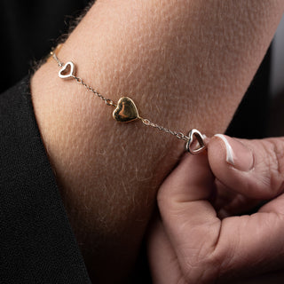 Tiffany & Co. 18ct Yellow & White Gold Triple Heart Necklace & Bracelet Set