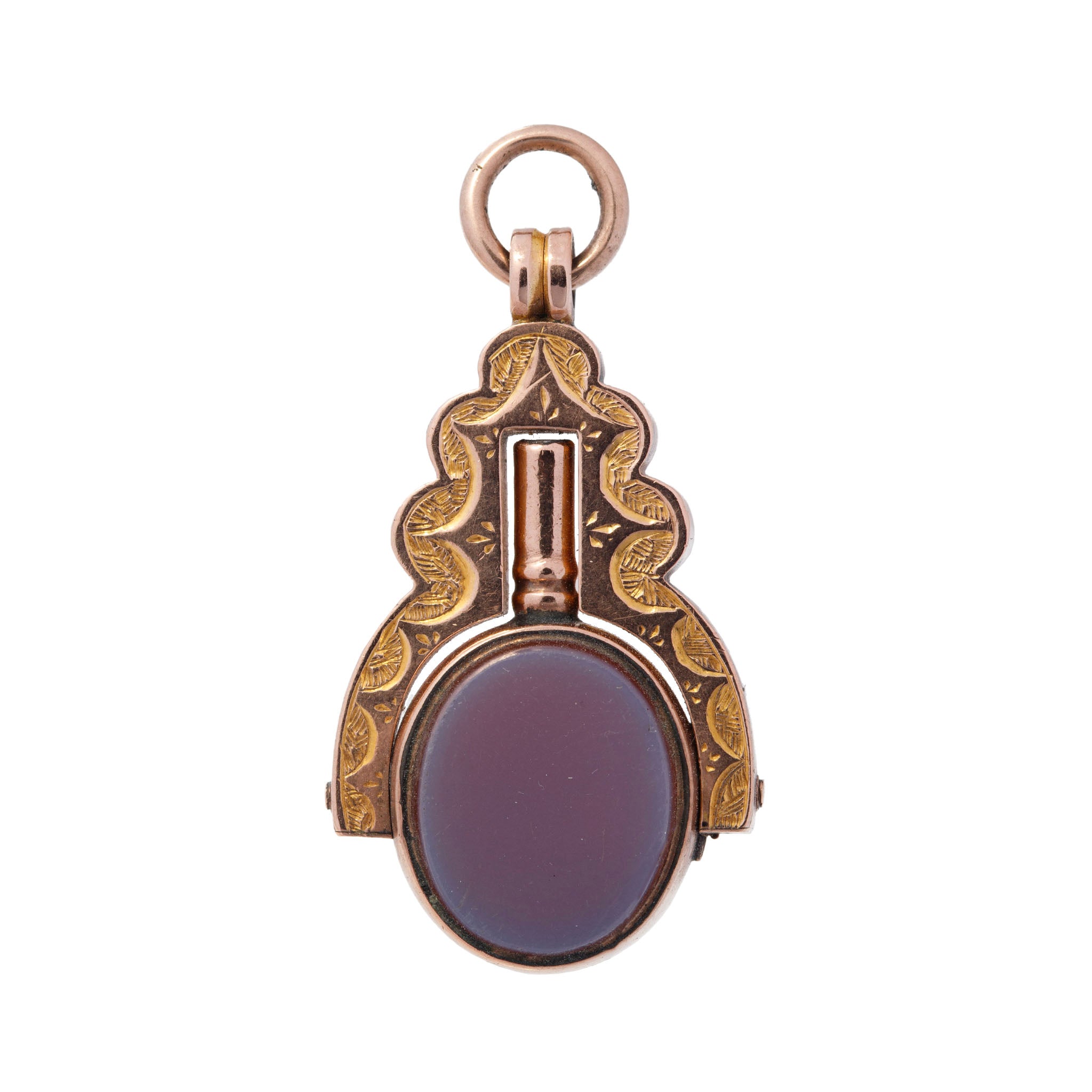 Edwardian 10ct Rose Gold Novelty Bloodstone Chalcedony Spinning