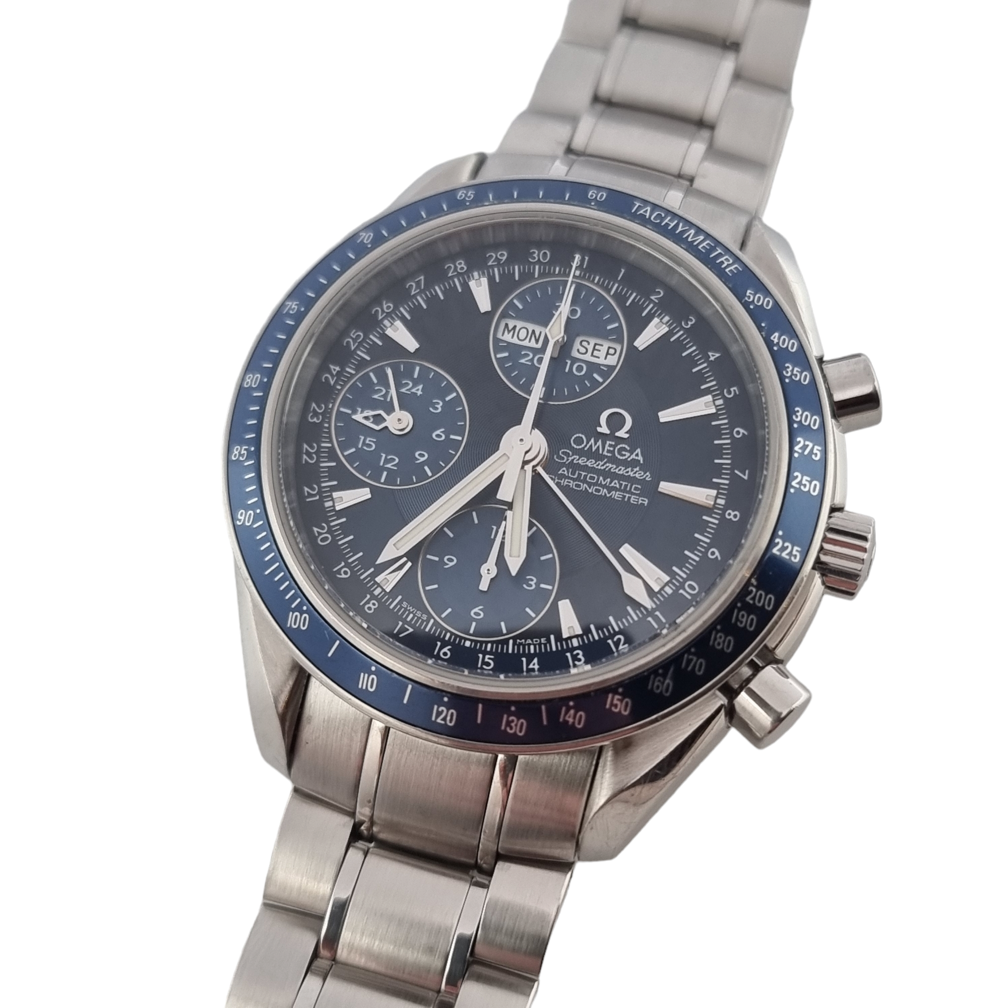 Omega Speedmaster Triple Calendar Blue Full Set Ref 32228000