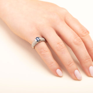 18ct White Gold 1ct Sapphire & Diamond Pavé Cocktail Ring