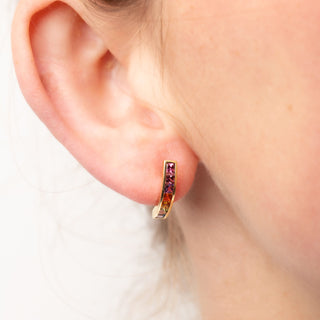 18ct Yellow Gold Multi-Coloured Topaz Rainbow Stud Earrings