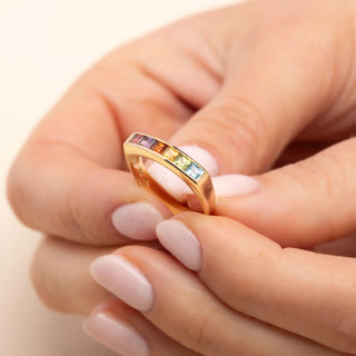 18ct Yellow Gold Multi-Coloured Topaz Rainbow Ring