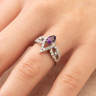 18ct White Gold Amethyst Tiara 0.5ct Diamond Ring