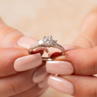 18ct White Gold 0.6ct Diamond Trilogy Accent Ring