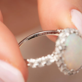 Platinum 3.50ct Opal & 1.05ct Diamond Halo Cluster Ring